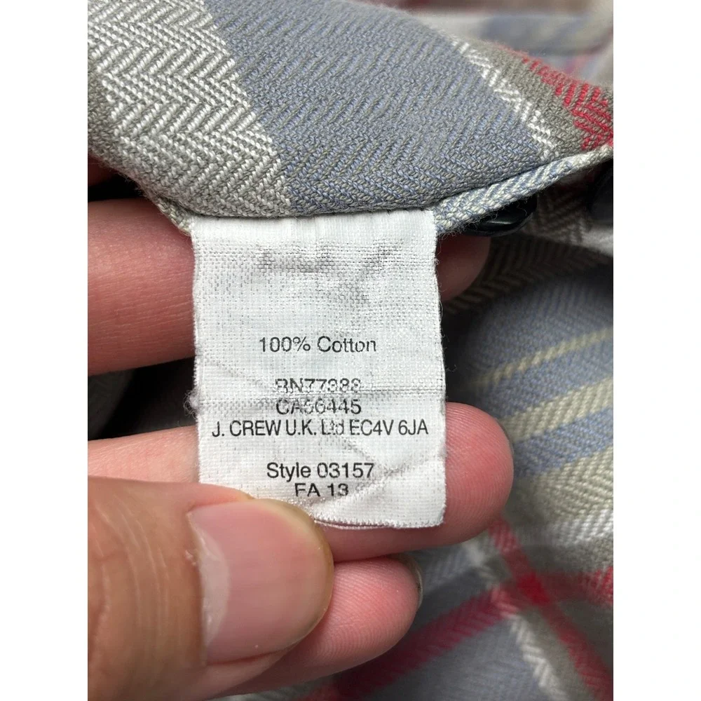 J.Crew Sporting Goods Mens Slim Fit Herringbone Plaid Button Down Shirt Grey M